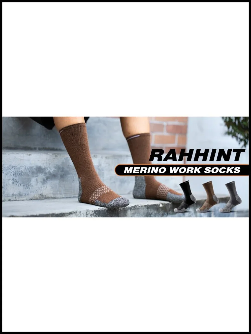 Merino Wool Work Boot Socks 3 Pairs Durable Compression Moisture Wicking Anti